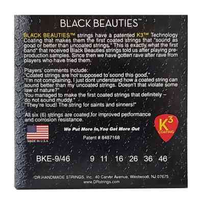 Струни для гітари DR Strings Black Beauties Electric - Light Heavy (09-46) (BKE-9/46) Вінниця
