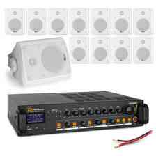 Колонка  Zestaw białych głośników naściennych 12 x 4" BC40V z wzmacniaczem 4 strefowym Київ