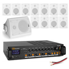 Колонка  Zestaw białych głośników naściennych 12 x 4" BC40V z wzmacniaczem 4 strefowym Київ - фото 1