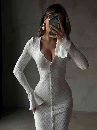 Женское элегантное, притягательное макси платье турецкое ангоро Молочный, 44/46 Одесса