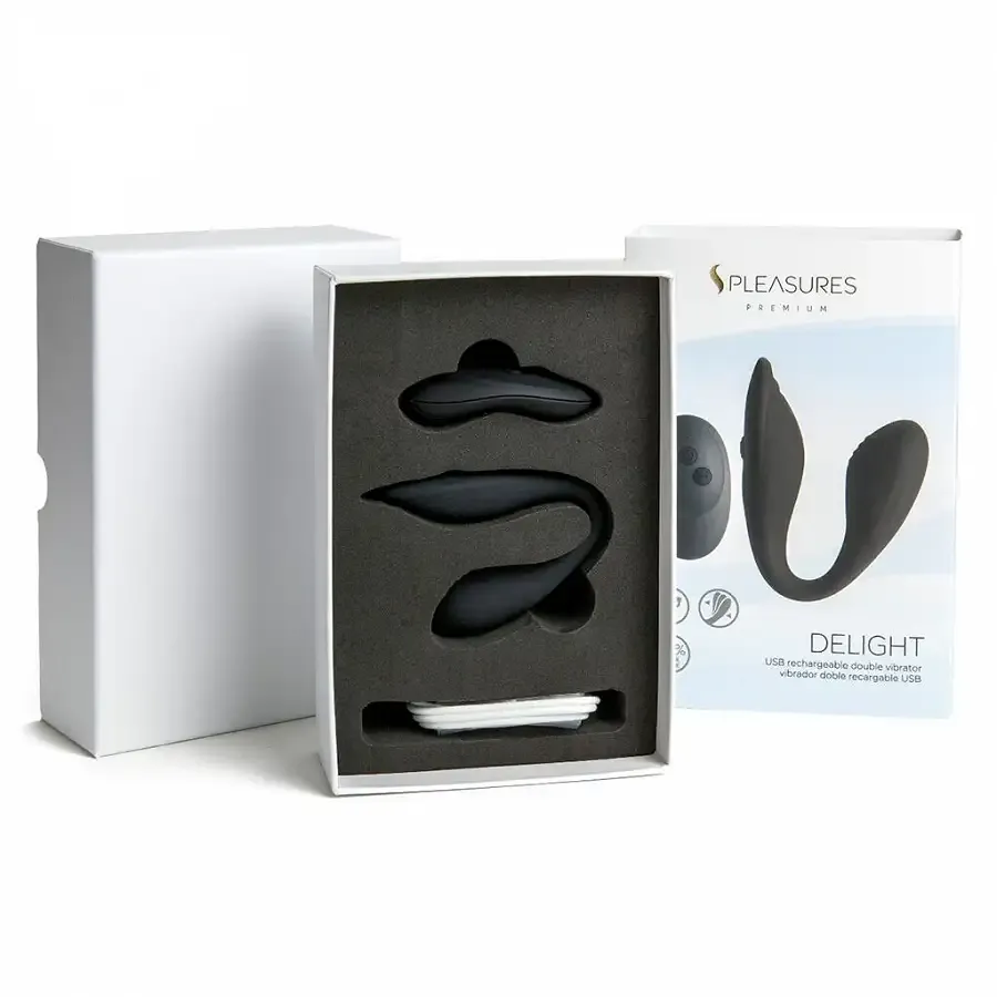 Подвійний вібратор S Pleasures Premium Delight, чорний, для клітора та точки G, 10 режимів Львів - фото 3