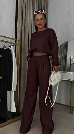 Женский прогулочный костюм двойка: кофта и штаны петля Шоколадный, 48/50 Одесса