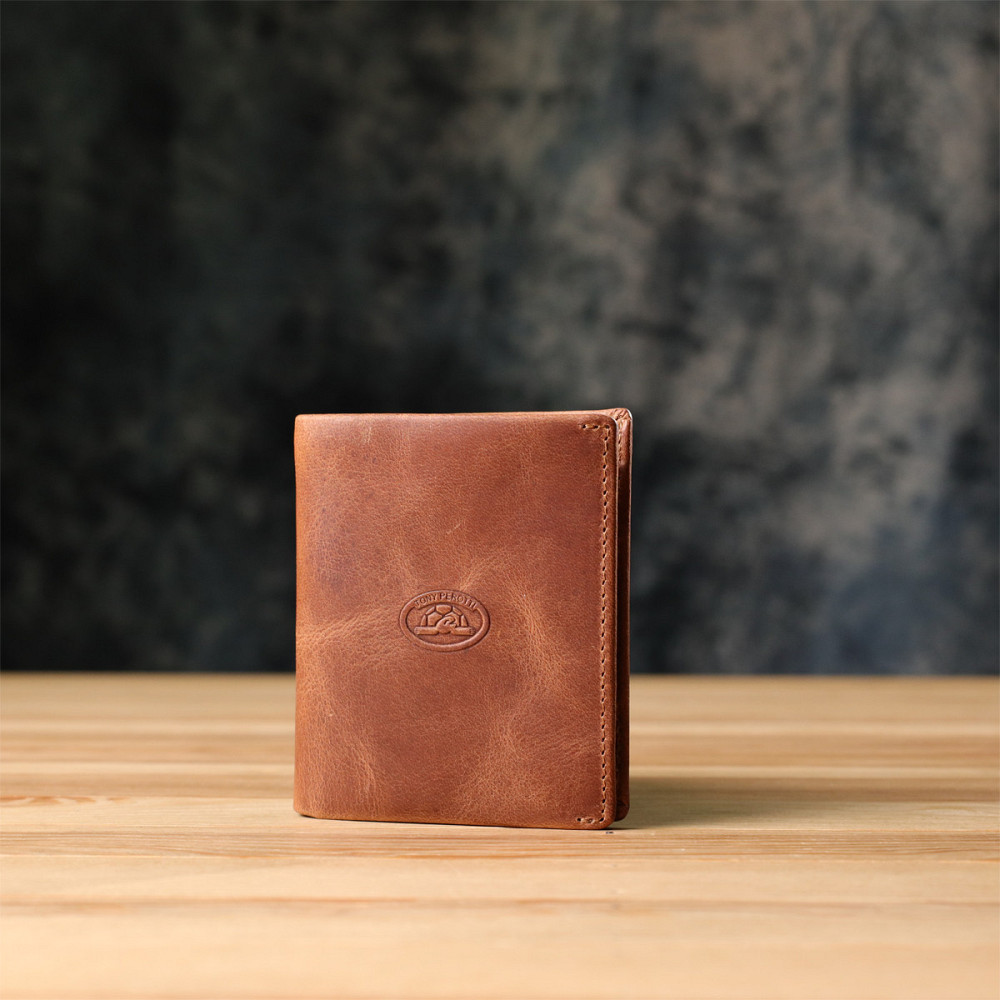 Вертикальний чоловічий гаманець з матової натуральної шкіри Tony Perotti 20833_1 (1165 whisky) Світло-коричневий Київ - фото 9