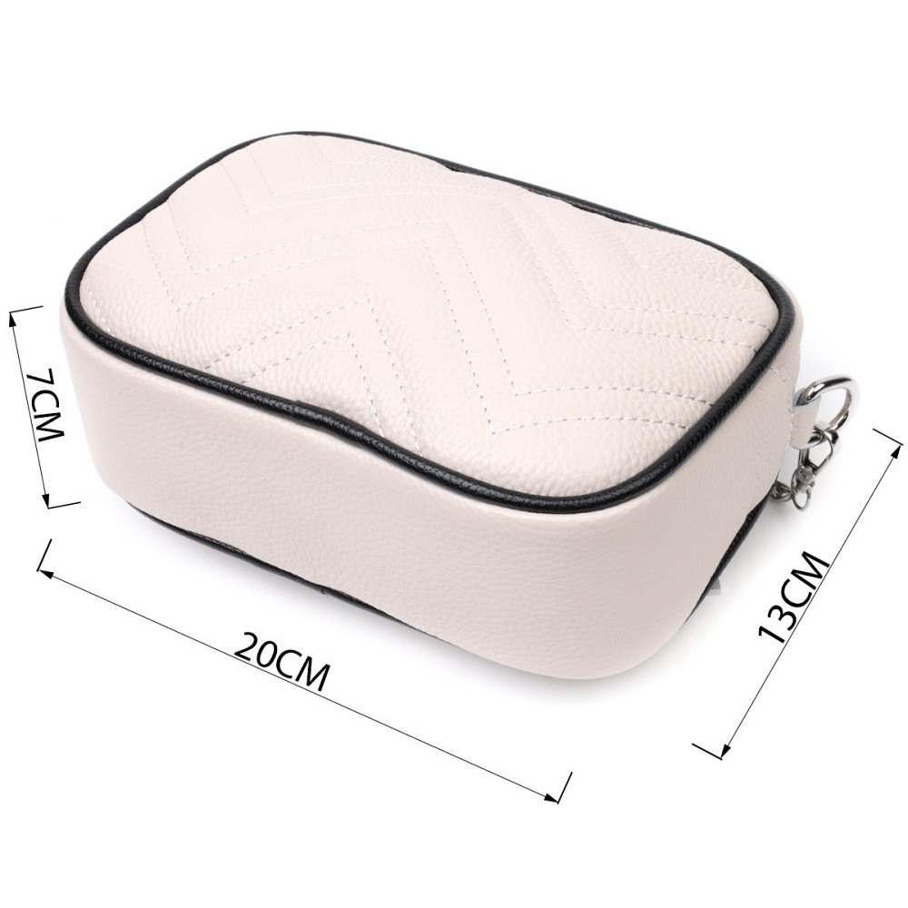 Вечірня жіноча сумка на ланцюжці із натуральної шкіри Vintage 22380 Біла Київ - фото 3