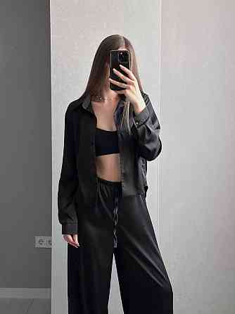 Женский базовый костюм двойка: рубашка и брюки из шелка армани Одесса