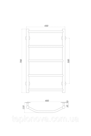Полотенцесушитель Нержавейка UNIO 700x430-5 Лесенка Трапеция Черновцы