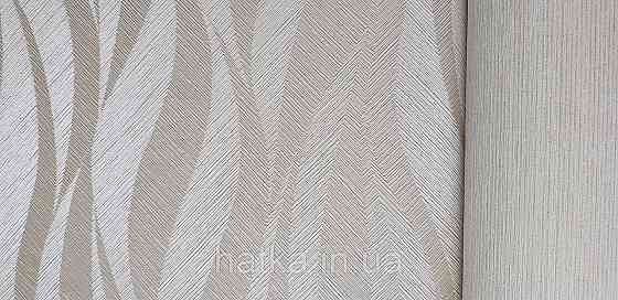 Шпалери вінілові на флізеліні Grandeco Time метрові абстракція структурні хвилі смуги бежеві сріблясті Київ