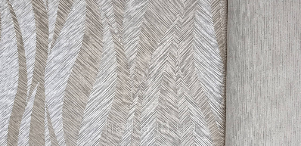Шпалери вінілові на флізеліні Grandeco Time метрові абстракція структурні хвилі смуги бежеві сріблясті Київ - фото 2