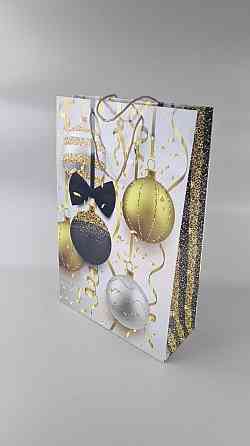 Новогодний ,картонные пакеты с ручками Гигант вертикальный 30х47х12-011 (12 шт) Харьков