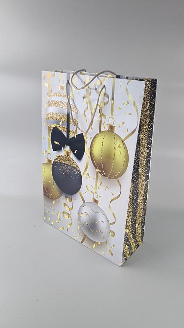 Новогодний ,картонные пакеты с ручками Гигант вертикальный 30х47х12-011 (12 шт) Харьков - изображение 2