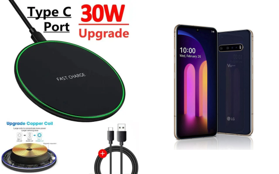 Бездротовий зарядний пристрій Copper до 30W для LG V60 ThinQ, USB-C, LED Київ