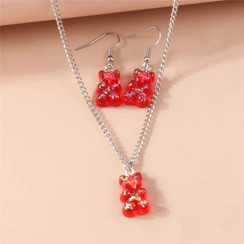 Украшения мишки набор серьги и кулон красный Киев - изображение 1