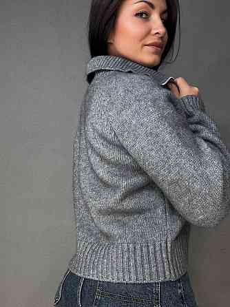 Светр жіночий A-N 1780 з коміром на блискавці оверсайз one size, сірий, one size Київ