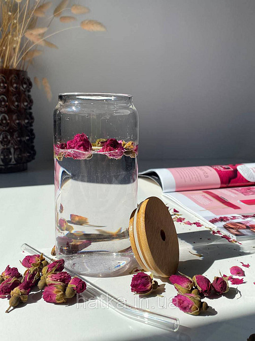 Склянка коктейльна "Слоік" 530 мл із кришкою і трубочкою прозора для дому та ресторану 102-769 Київ - фото 2