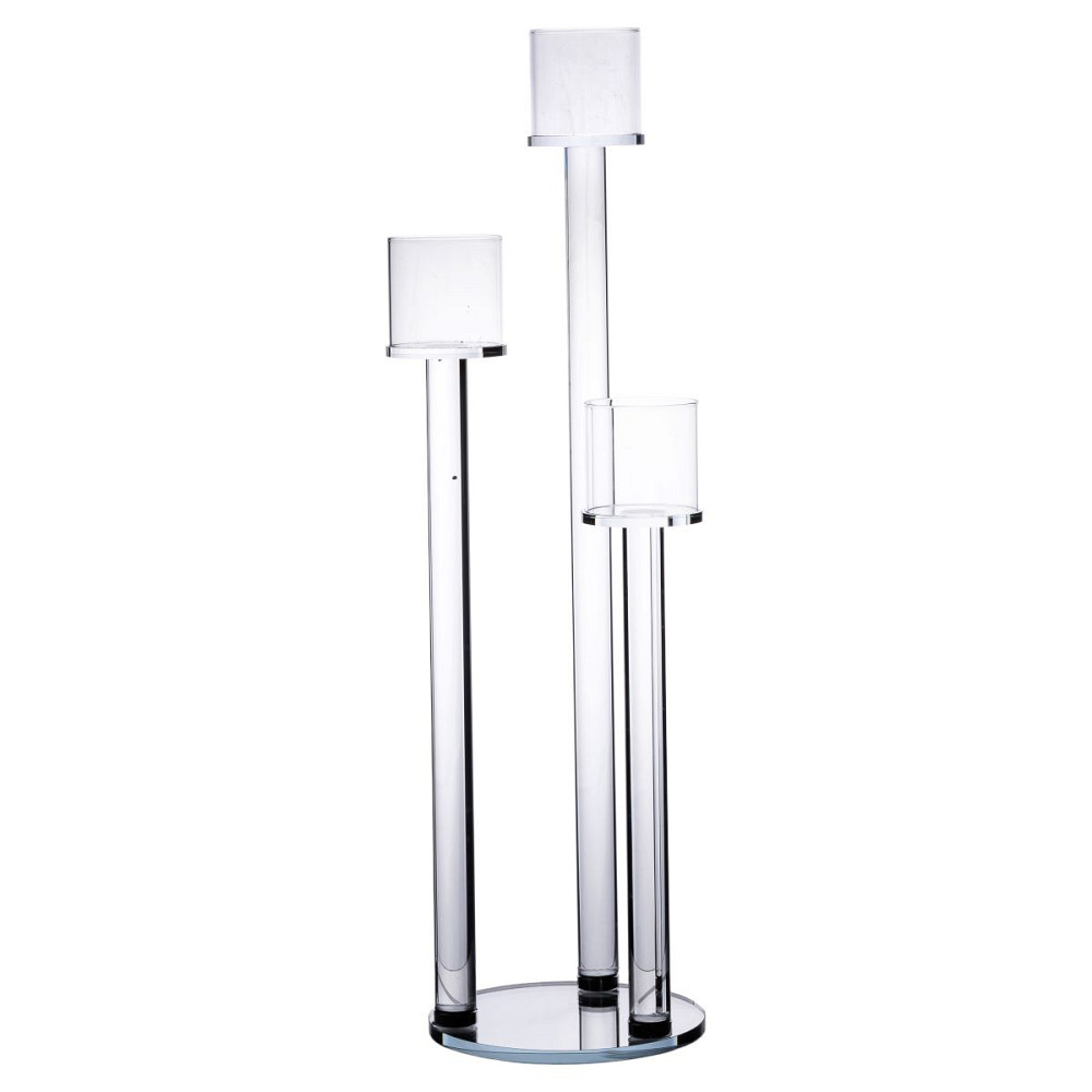 Yiwu Підсвічник скляний на 3 свічки 16×57 см підсвічник декоративний прозорий на ніжці HP-4-15 Киев - изображение 1