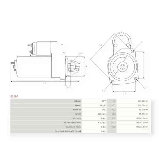 Стартер Fiat (12В, 1.1кВт, 9 зуб) Citroen, Мукачево