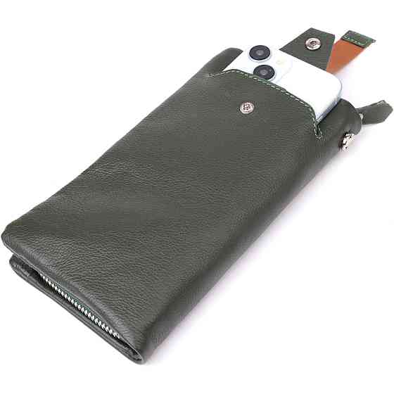 Стильный кошелек-клатч для женщин с отделением под телефон ST Leather 23103 Зеленый Киев