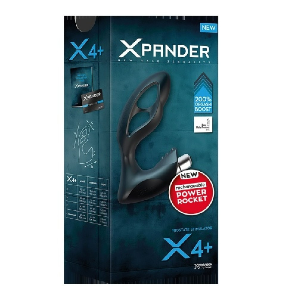 Масажер простати розмір М, XPANDER X4+ rechargeable PowerRocket, чорний, 10.5 см Sex Aura Київ - фото 4