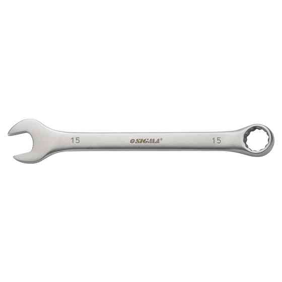 Ключ ріжково-накидний 15 мм CrV satine з підвісом SIGMA (6021601) Київ
