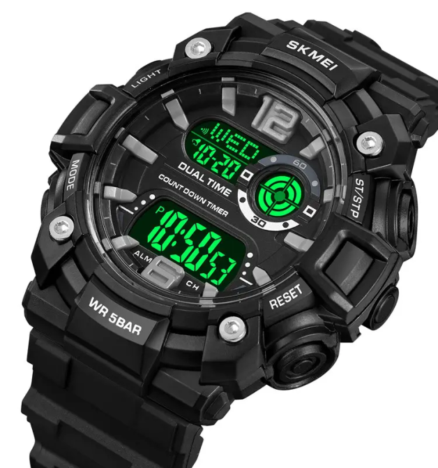 Годинник чоловічий спортивний наручний Skmei 2018 (Чорний з чорним циферблатом) Київ - фото 3