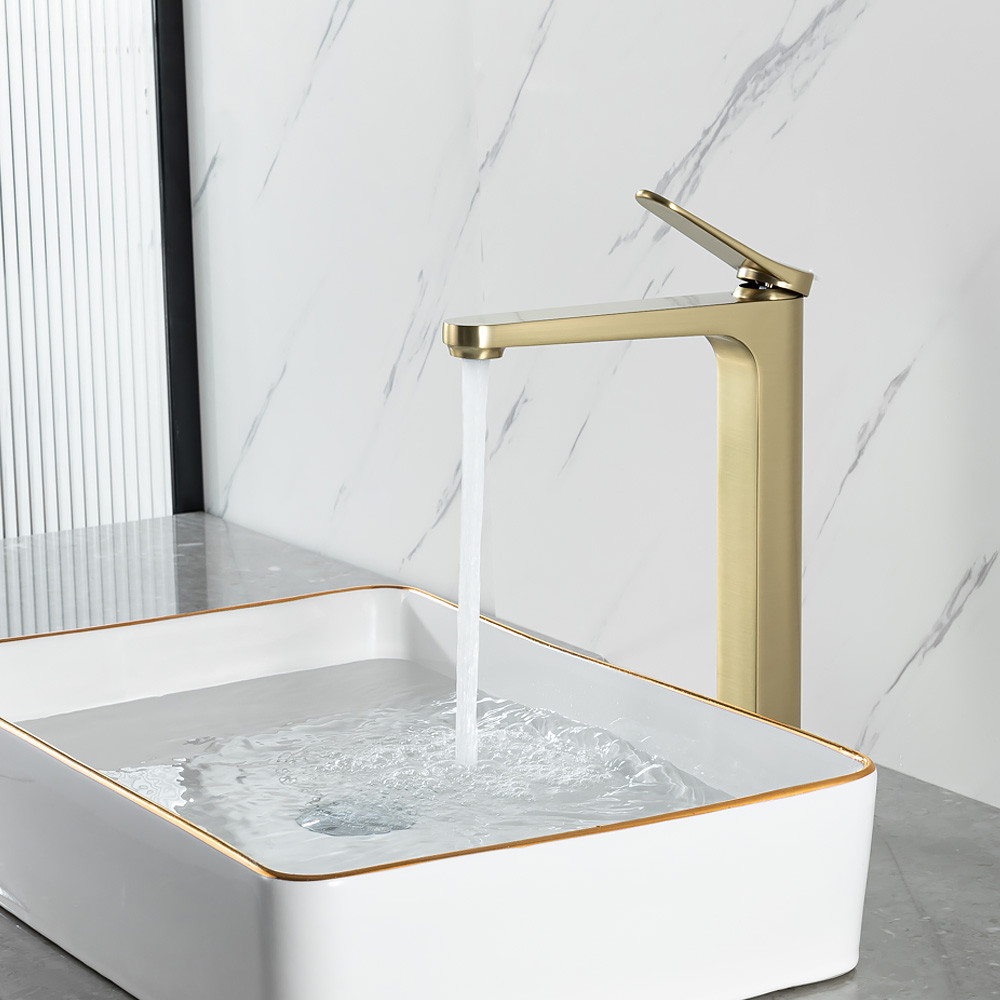 Смеситель для умывальника высокий GAPPO G1010-23 золото сатин Киев - изображение 2