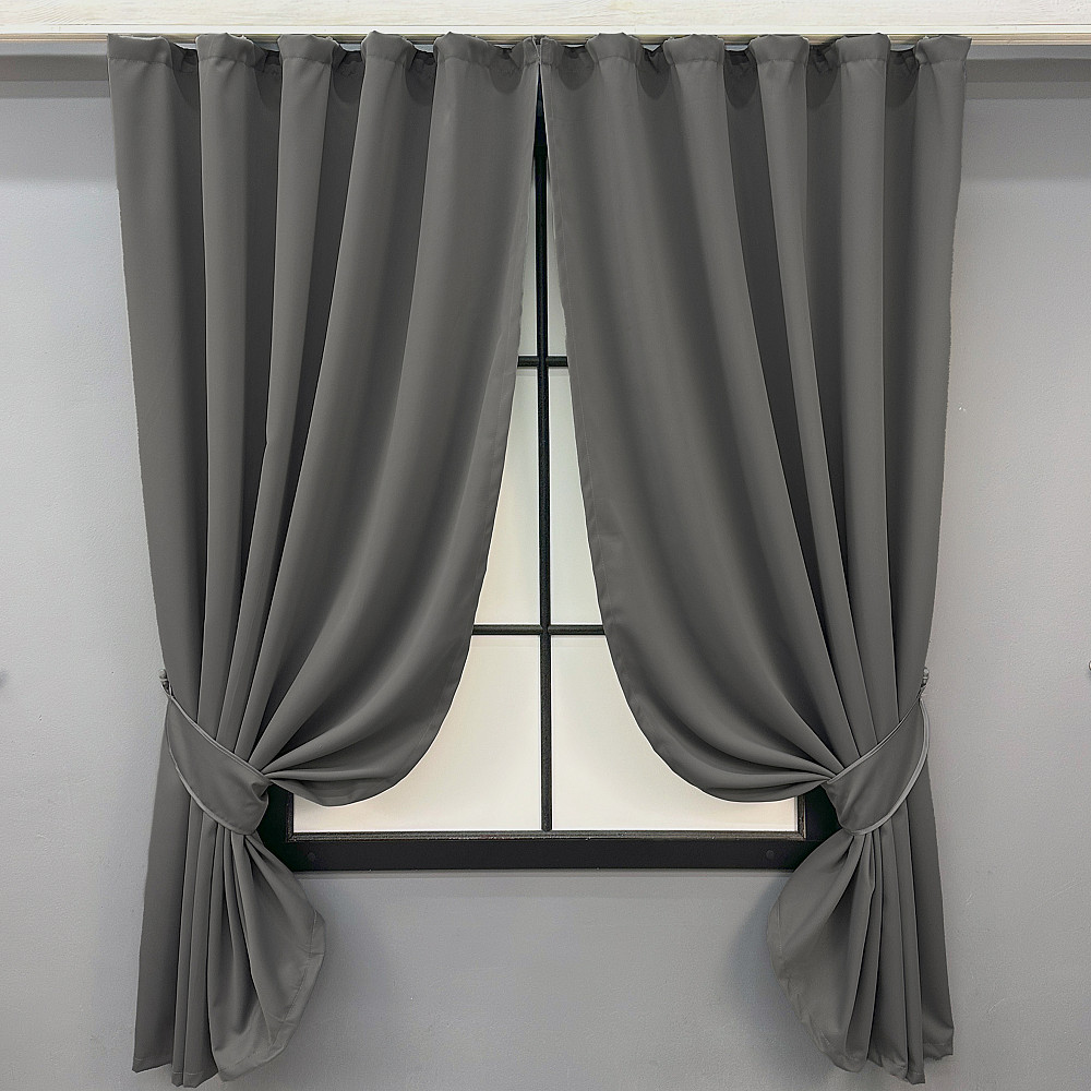 Комплект коротких штор VR-Textil Блекаут Midnight № 1671ш Сірий 140х170 см 2 шт (35-0333) Київ - фото 1
