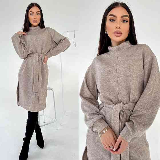 Жіноче стильне тепле плаття з розрізами турецька двостороння ангора люкс Беж, 42/46 Одеса