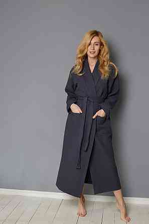 Халат вафельний Ideal Textile довгий темно-сірий (56860640) 3XL Чернівці