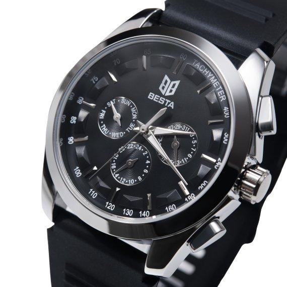 Годинник чоловічий механічний Besta Walker Elastic Black (2 ремінці) Київ - фото 2