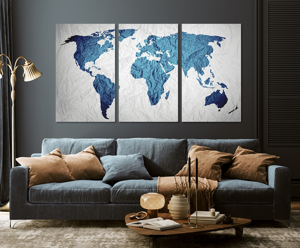 Модульна картина у вітальню/ спальню      Мапа світу      ART-043_3A 70х130 см Київ - фото 3
