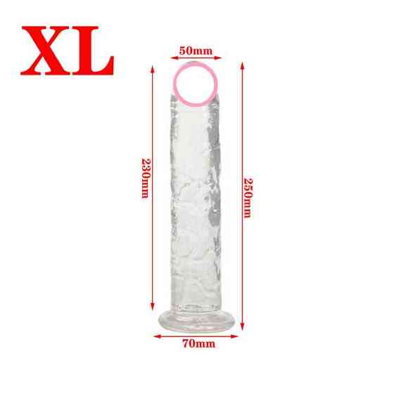 Гелевый фаллос на присоске - 25*5 см прозрачный Винница