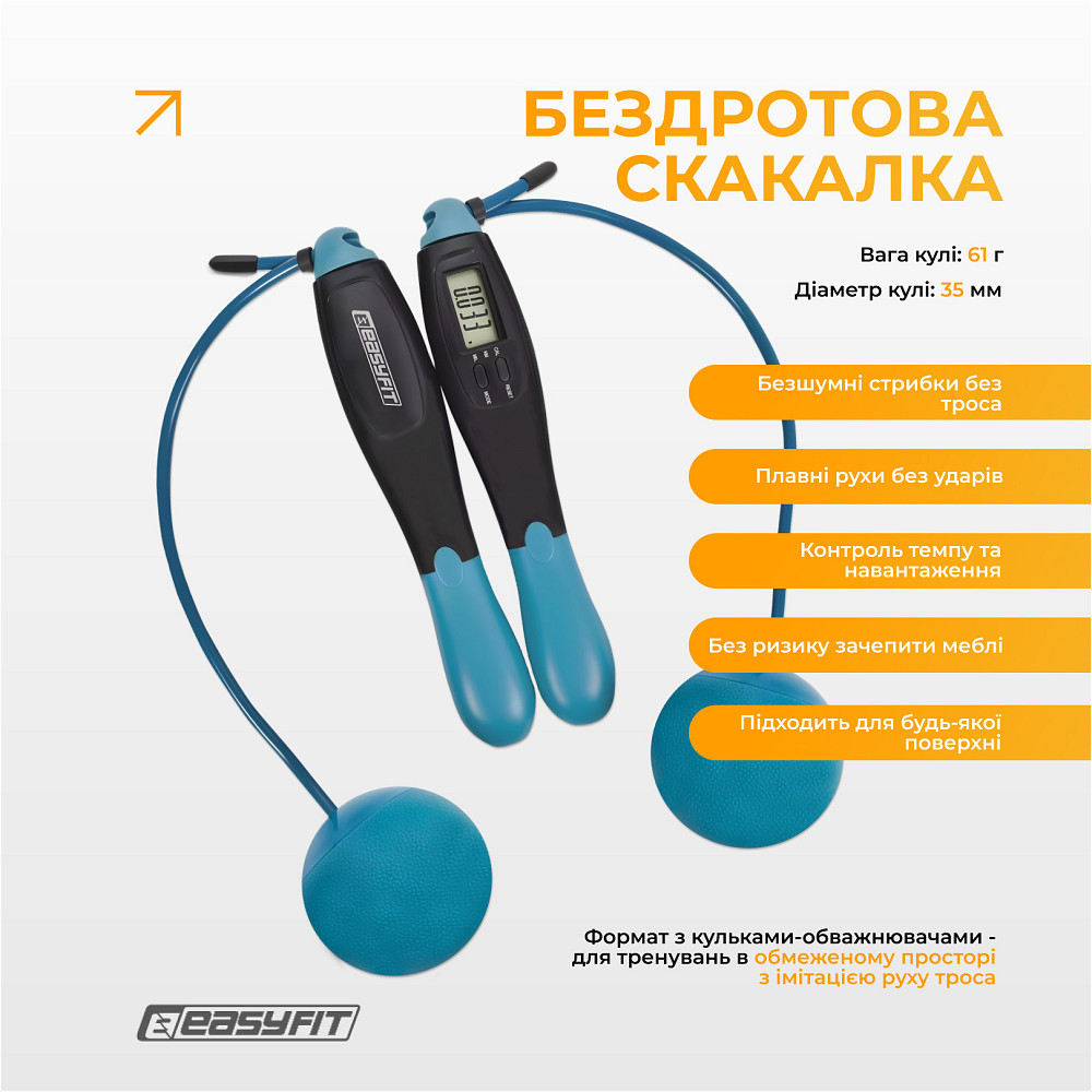 Скакалка для боксу EasyFit TwinRope 2,8 м чорний-зелений Коломыя - изображение 3