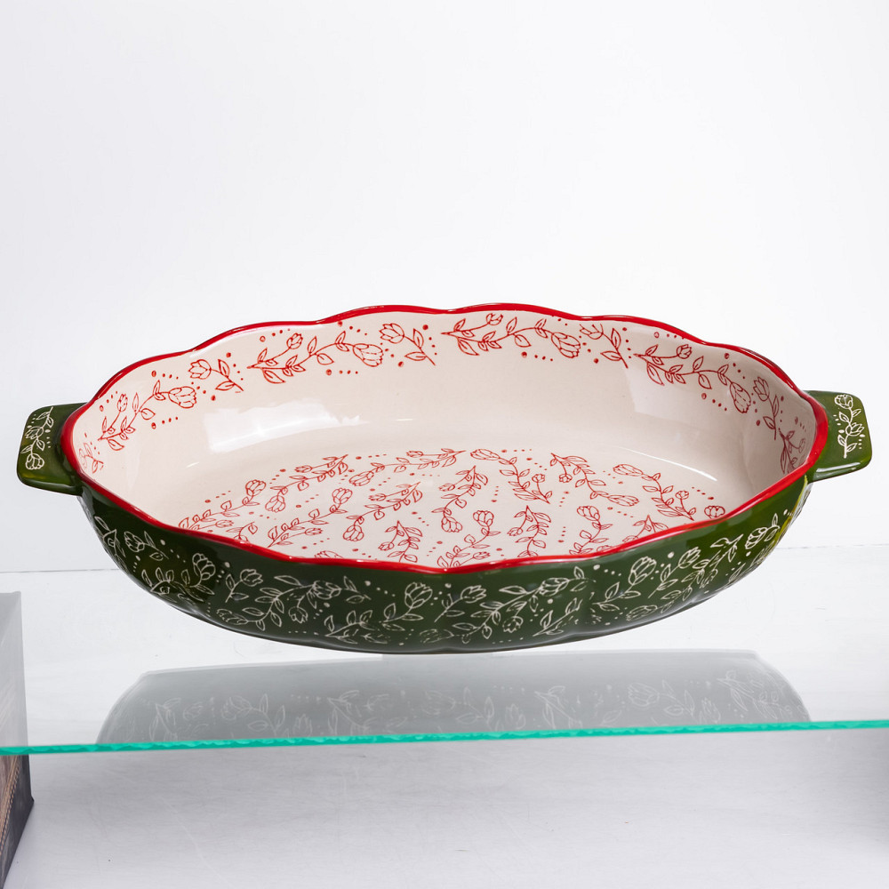 Овальна форма для запікання Vintage з ручками, зелена Київ - фото 7