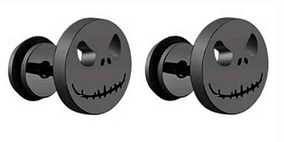 Серьги-пусеты Джек Скеллингтон «Кошмар перед Рождеством» – черный цвет, титановая сталь, готические унисекс се Киев