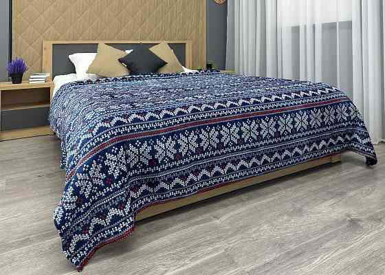 Плед-покривало Decorator WellSoft 150х210 см з різдвяним принтом Синій (87-289) Київ