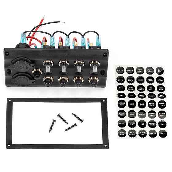 Панель на 4 переключателя автомат 82х107мм + прикуриватель и USB порт HF60-046PN Киев