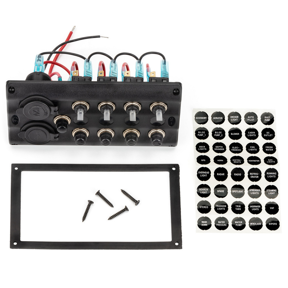 Панель на 4 переключателя автомат 82х107мм + прикуриватель и USB порт HF60-046PN Черкассы - изображение 2