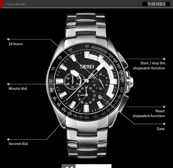 Класичний наручний годинник Skmei 9167 Чорний цифернблат Київ - фото 2