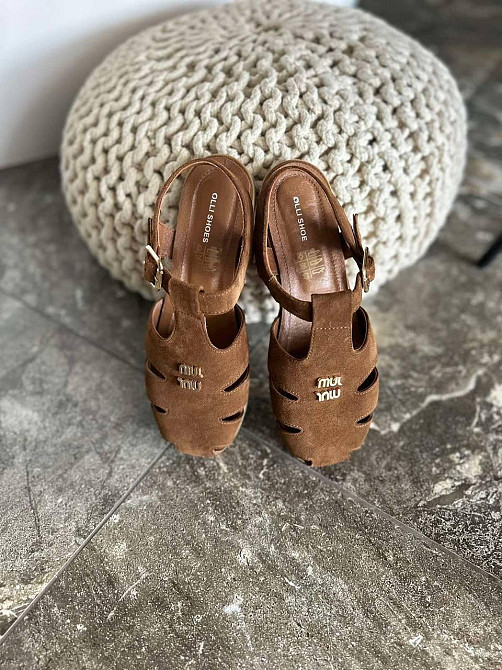 Olli Босоніжки жіночі шоколадні замшеві OLLI Л-5-0081 літні на плоскій підошві / Стильні босоні Коломыя - изображение 5