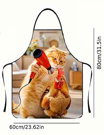 Фартух з приколом Петух з котом 80 на 60 см різнобарвний Київ