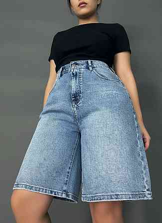 Шорти жіночі Liana 4-016 4-019 4-020 джинсові бермуди з резинкою на таліїі великі розміри блакитні, блакитний, З6, 36, 100 см, 130 см Київ