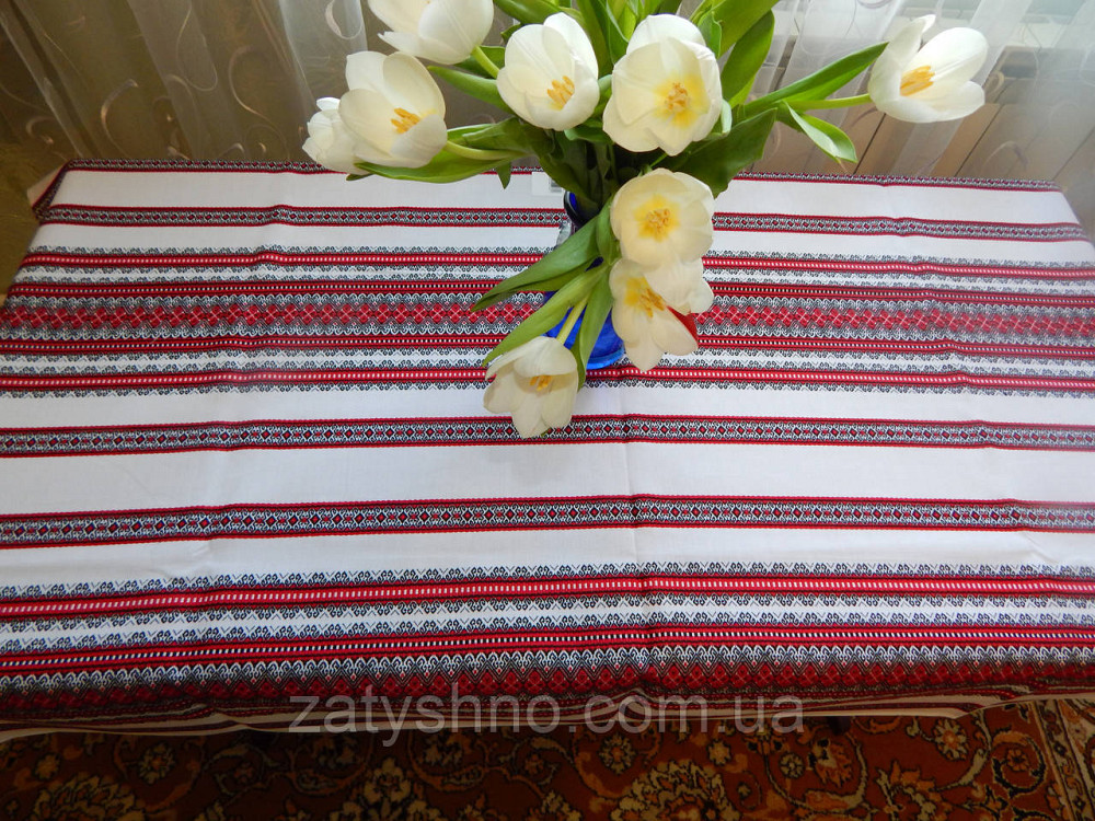 Красная вышитая скатерть Киев - изображение 2
