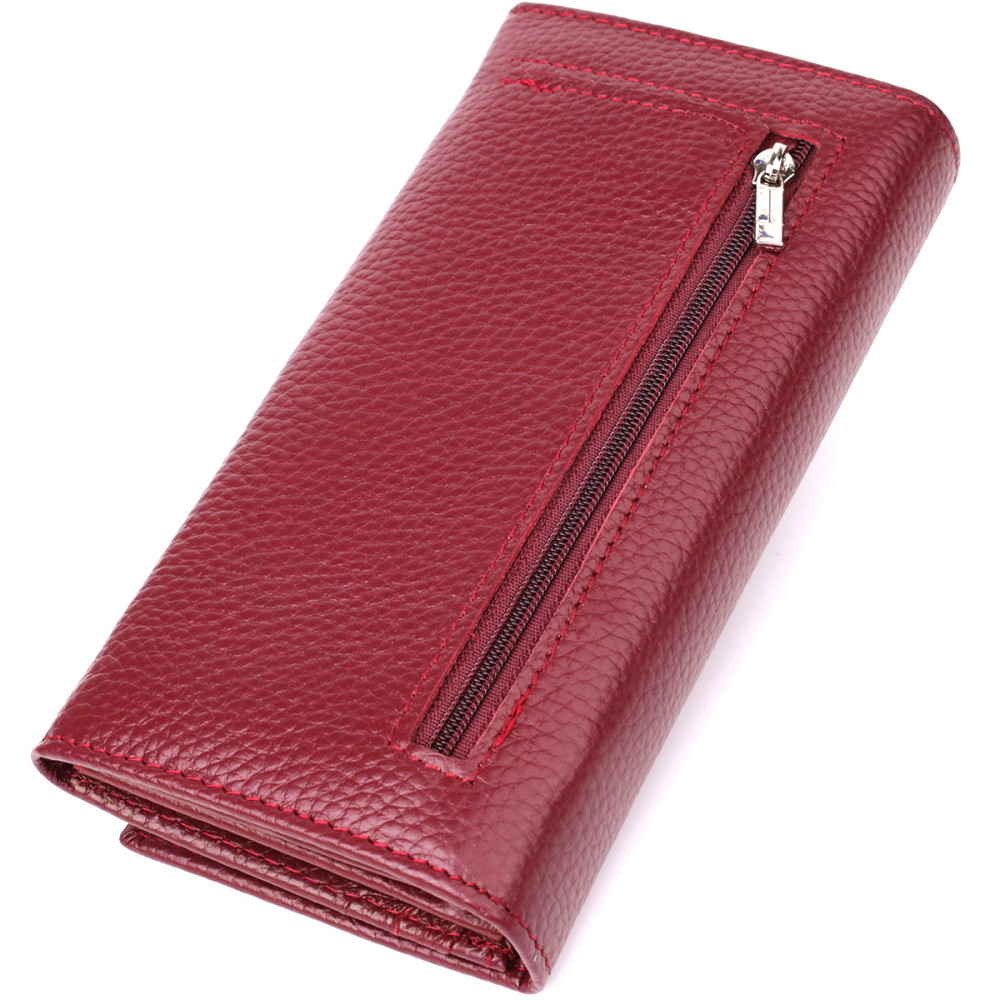 Практичний вертикальний гаманець із натуральної шкіри ST Leather 23085 Бордовий Київ - фото 2
