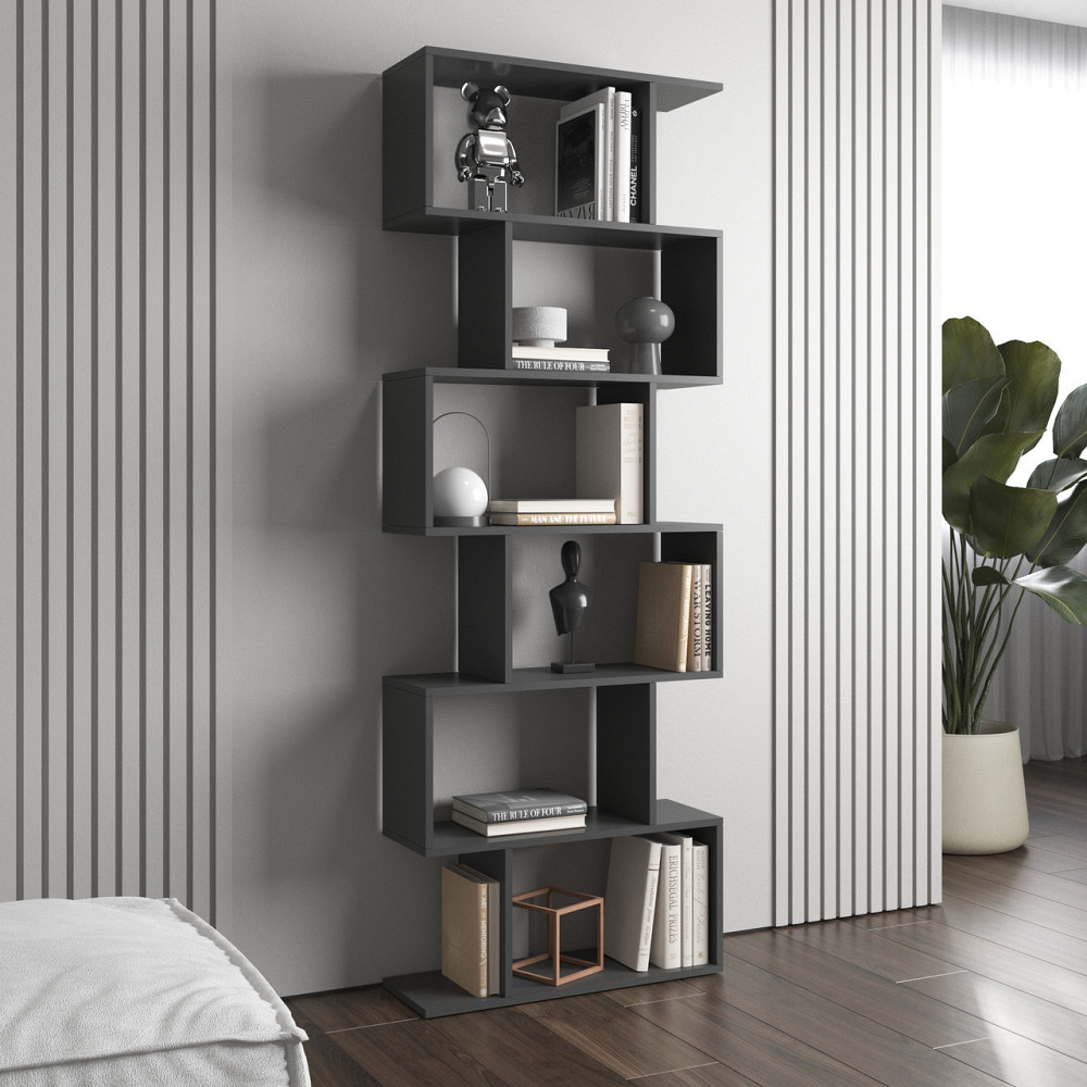 Полка для книг VAYS, стеллаж для дома M-56 Антрацит Львов - изображение 1