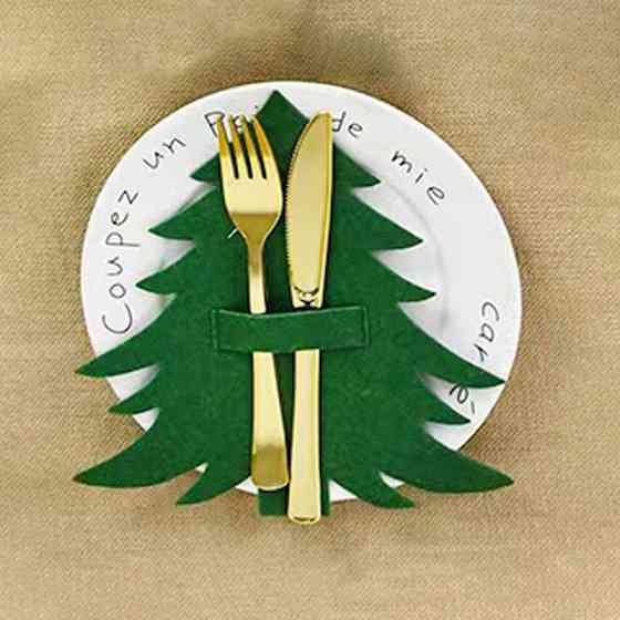 Новогодние конверты для столовых приборов Елочки 4 штуки 20 на 20 см зеленый Киев