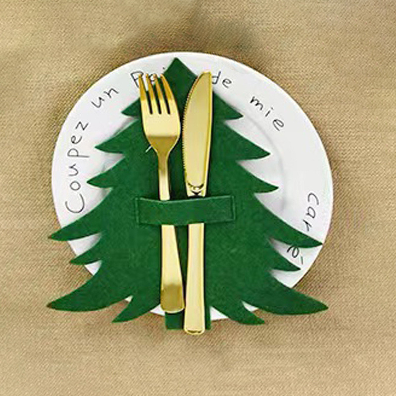 Новогодние конверты для столовых приборов Елочки 4 штуки 20 на 20 см зеленый Киев - изображение 2