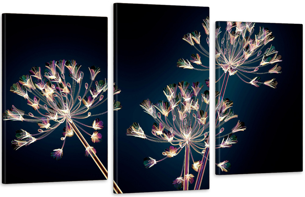 Модульна картина у вітальню/ спальню Квіти на чорному фоні Art-512_3 100x150 см Київ - фото 1