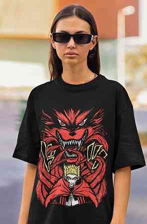 Футболка аниме Наруто оверсайз (S/M/L) Черний AnimeJ1000 Днепр