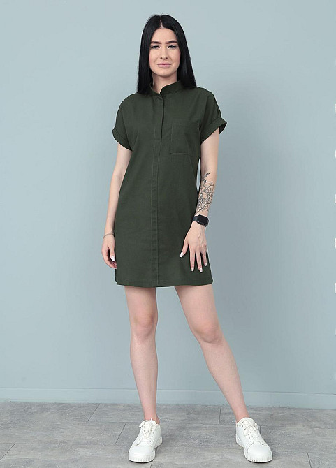 Жіноча лляна сукня літня "Avrora" оптом та по дропшипінгу | Норма 46-48, Хакі Київ - фото 6