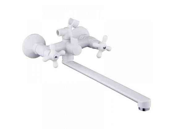 Смеситель Настенный белый PABLO-140 EURO SET WHITE (с шлангом и лейкой) ТМ PLAMIX Киев